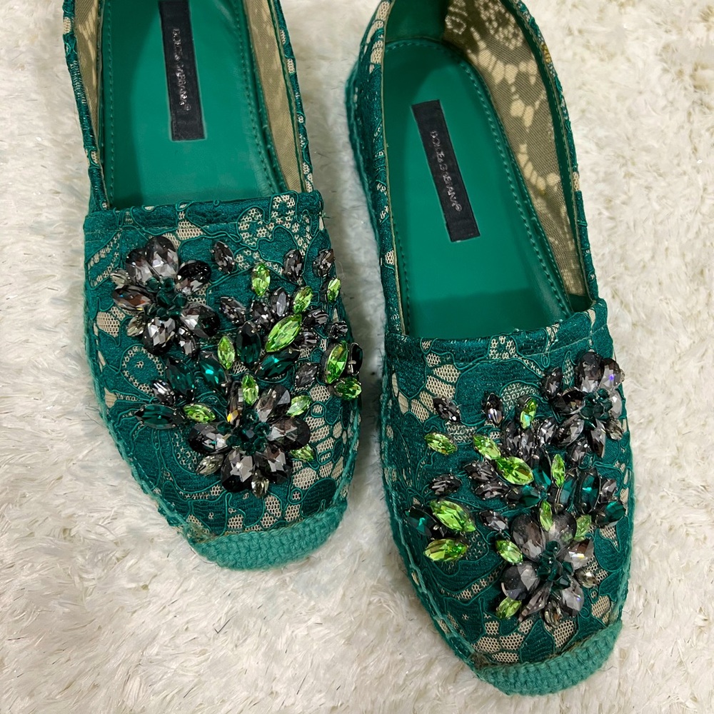Crystal Dolce&Gabbana espadrilles in dark green